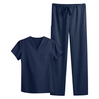 scrubs medical uniform women and man summer scrubs set medical scrubs top and pants solid short sleeved pocket carer suit a20