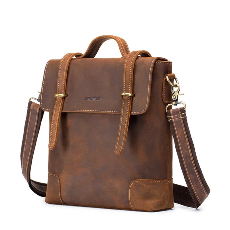 Сумка на плечо из кожи Крейзи Хорс винтажный мессенджер для IPAD 12 дюймов школьный