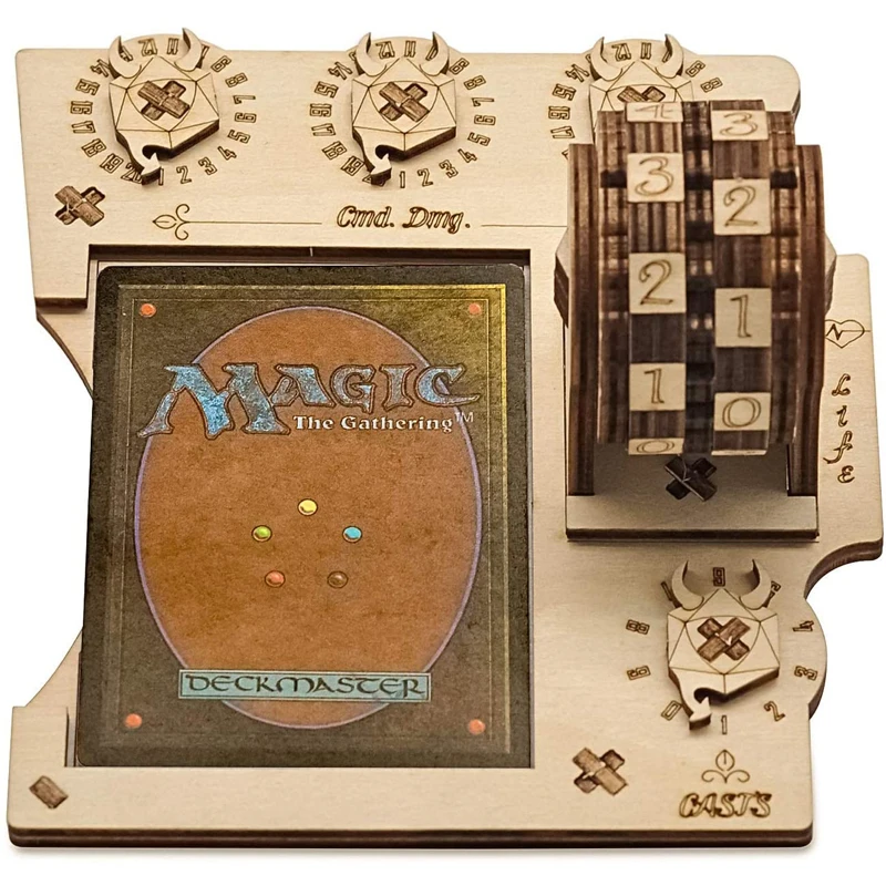 MTG Commander EDH поднос командной зоны с счетчиком Жизни Деревянный совместимый магией