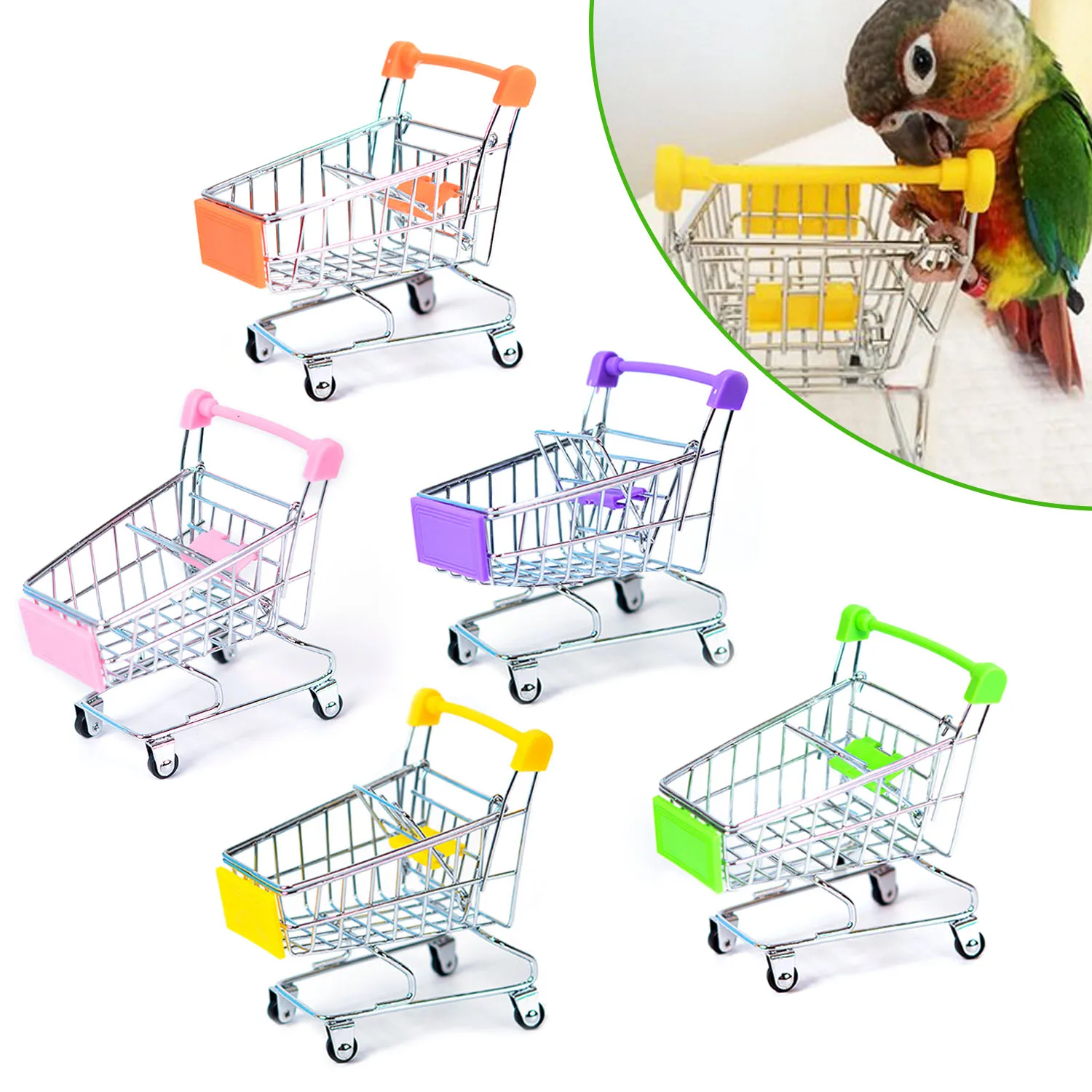 Behogar игрушка попугая мини супермаркет корзина для покупок ручная тележка на
