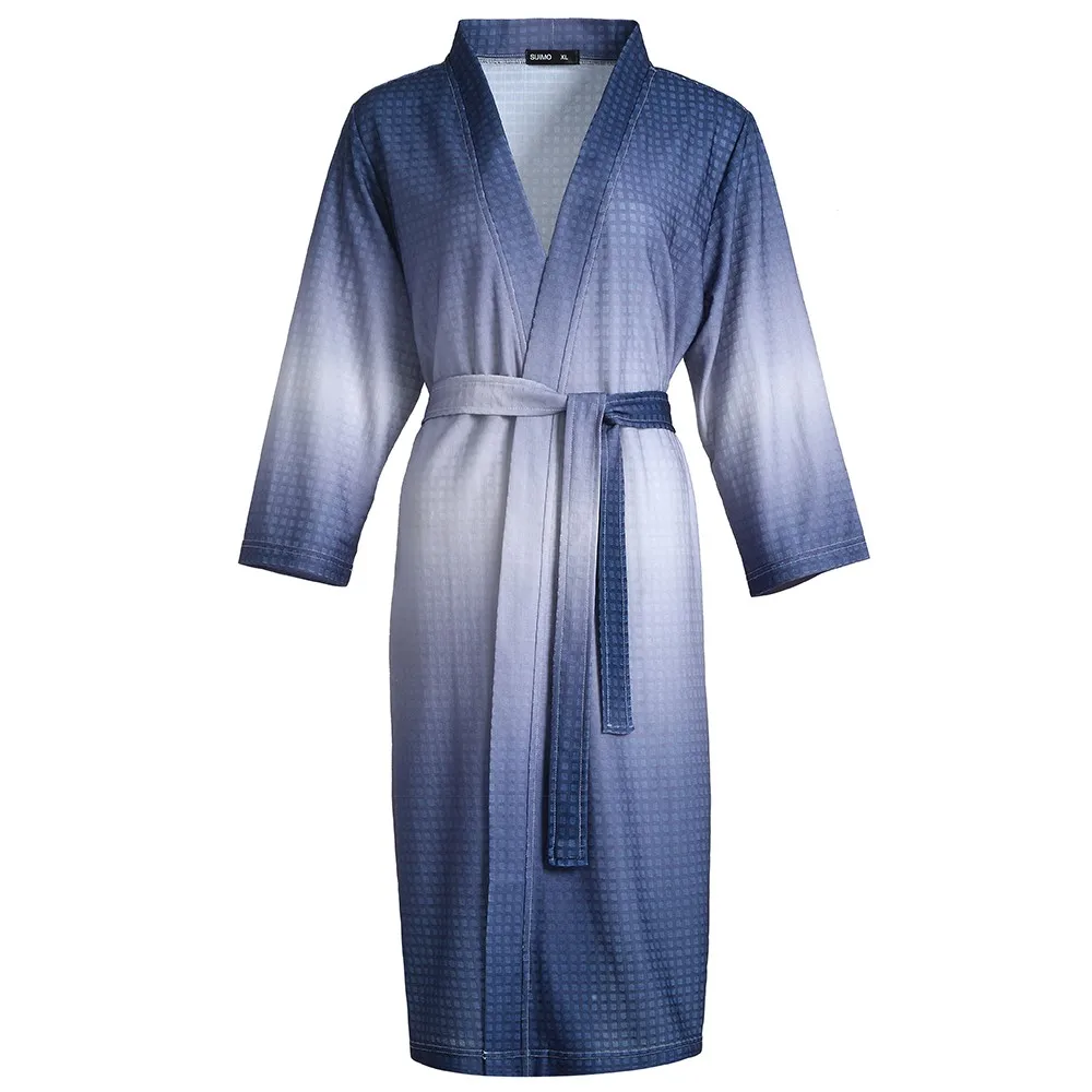 

Kimono Bathrobe Gown Women Waffle Nightwear Casual Nightdress Intimate Lingerie Soft Sleepwear Lovers Nightgown Home Clothes