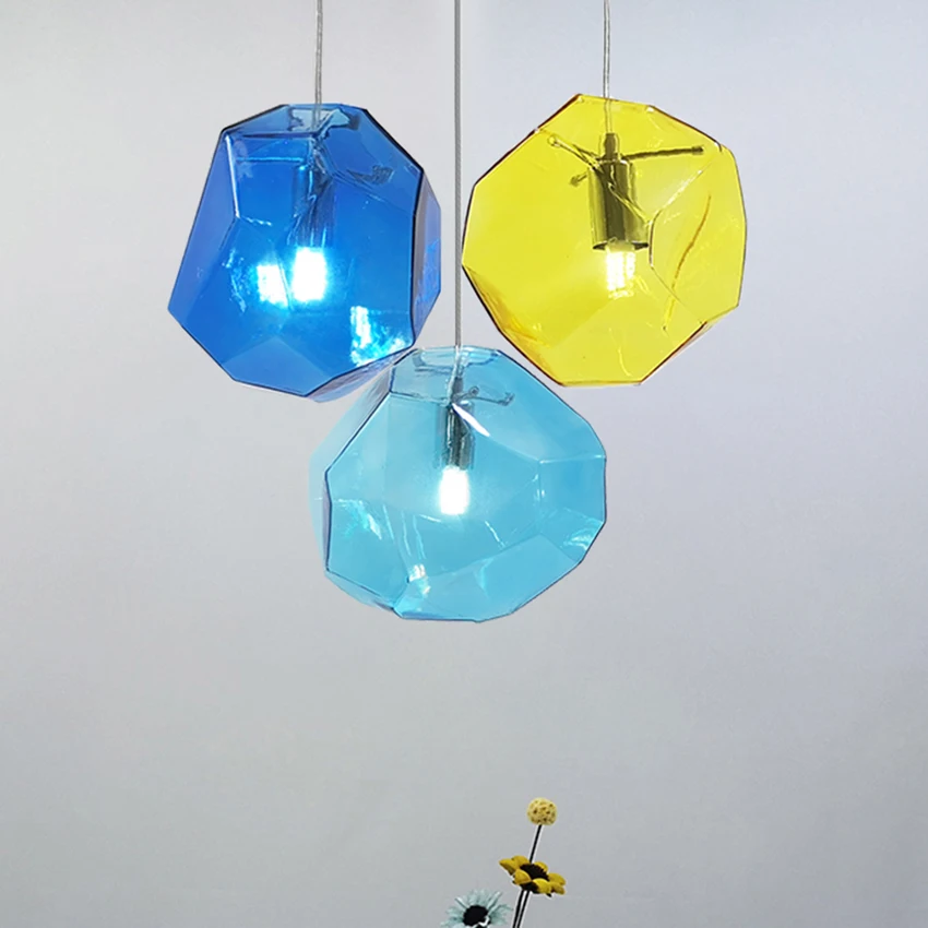 Современный красочный стеклянный подвесной светильник 6 цветов G9 светодиодная
