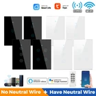 1234 Gang TUYA Smart светильник переключатель Wi-Fi 433 МГц закаленное Стекло настенный сенсорный выключатель без каких-либо нейтральный провод совместим с Alexa