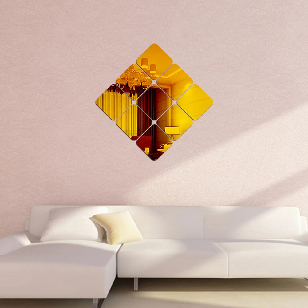 6 шт. самоклеящиеся зеркальные настенные наклейки для гостиной|Декоративные