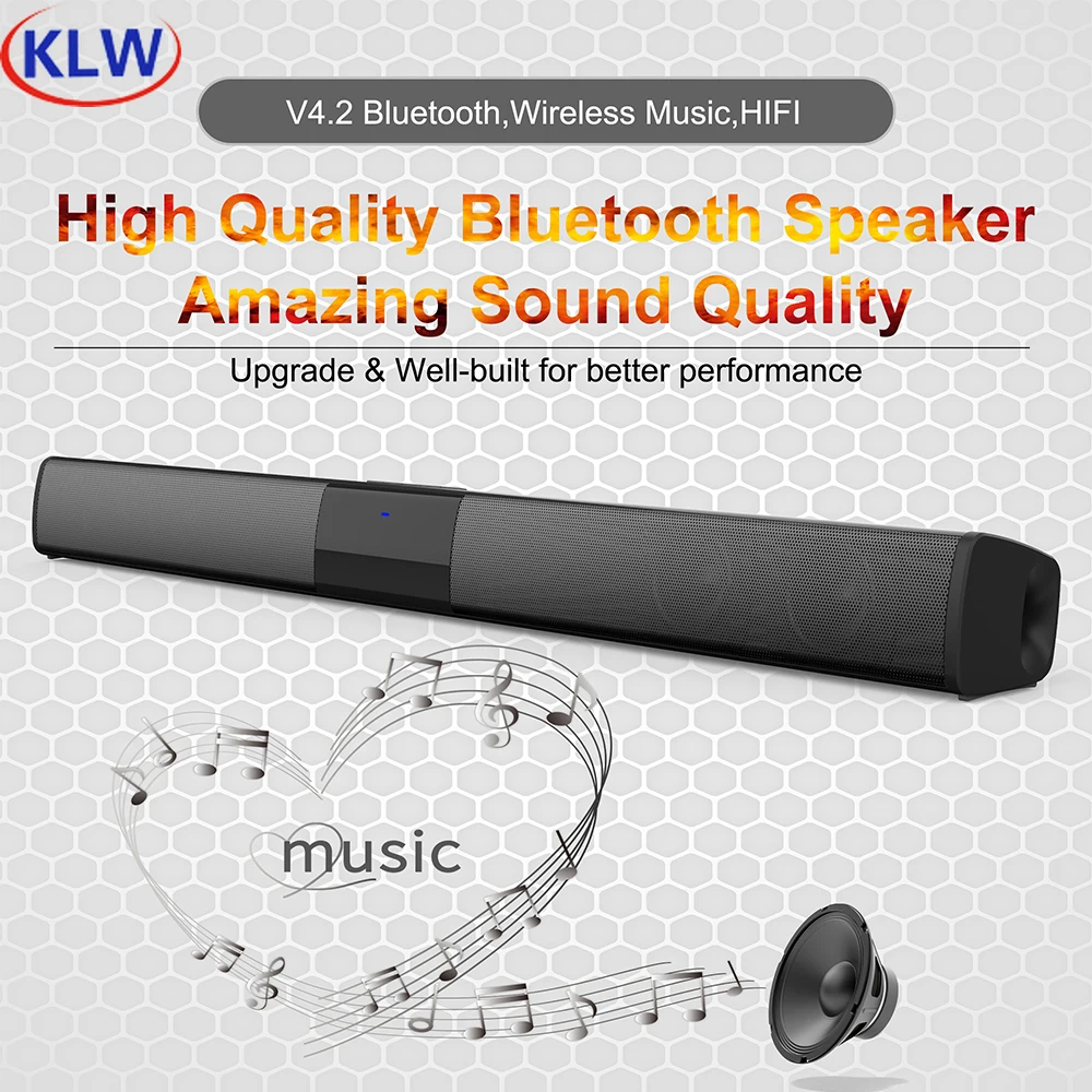 

20W Wireless Bluetooth Soundbar Stereo Speakers Home Theater PC TV Sound Bar Surround Sound System AUX TF FM Radio Column BS28B