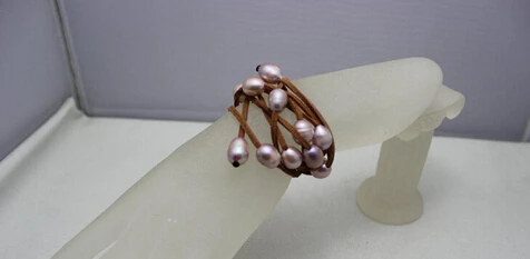 + 810 розовая кожа натуральные цвета фиолетовый пресноводный жемчуг ожерелье |