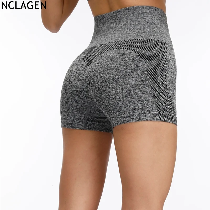 NCLAGEN 2020 модные Жаккардовые Бесшовные Спортивные Мини шорты с высокой талией для