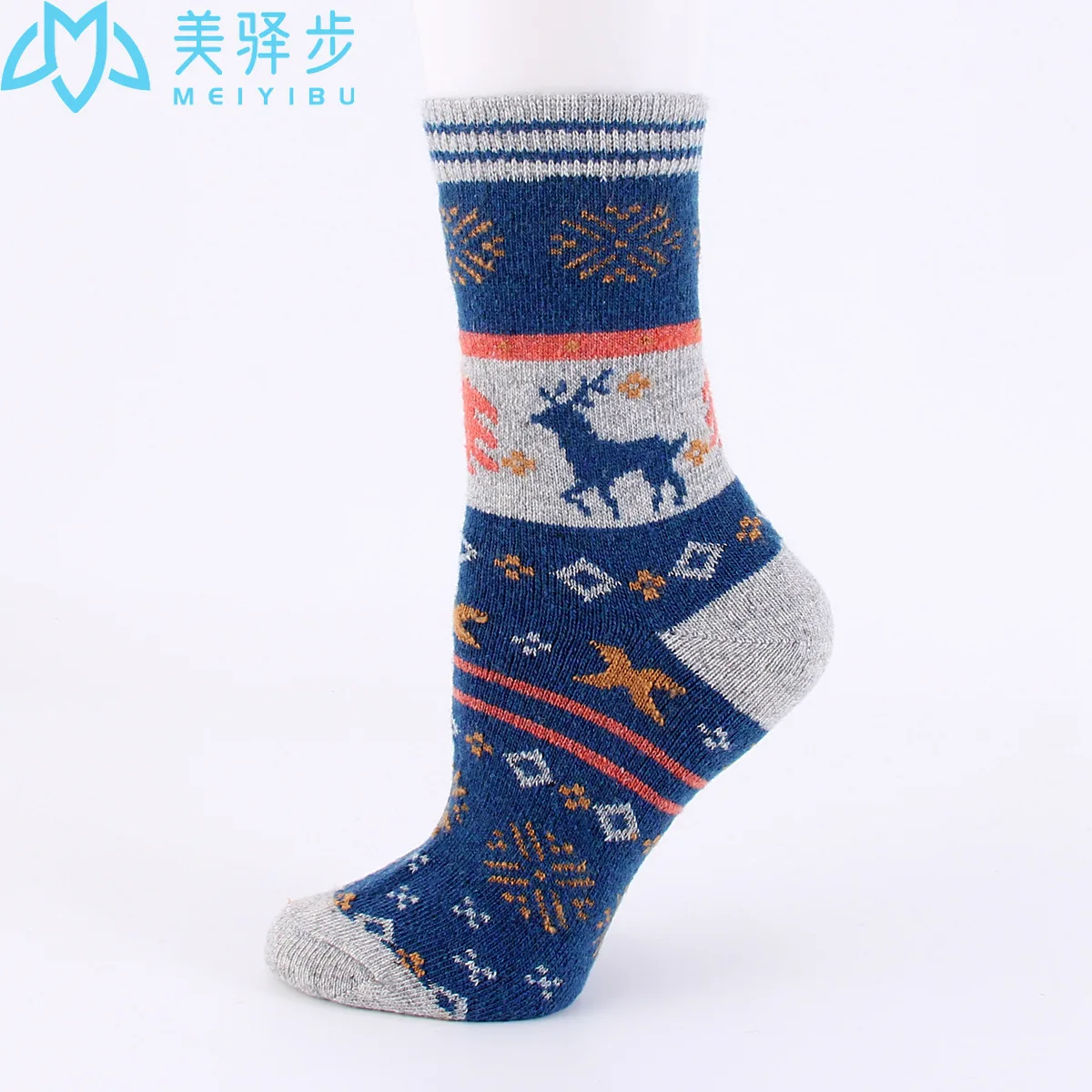 12 Pairs Per Set Winter Thickened Female Wool Socks Cartoon Elk Socks Hot Sale Warm Women Socks Snow Socks Wholesale