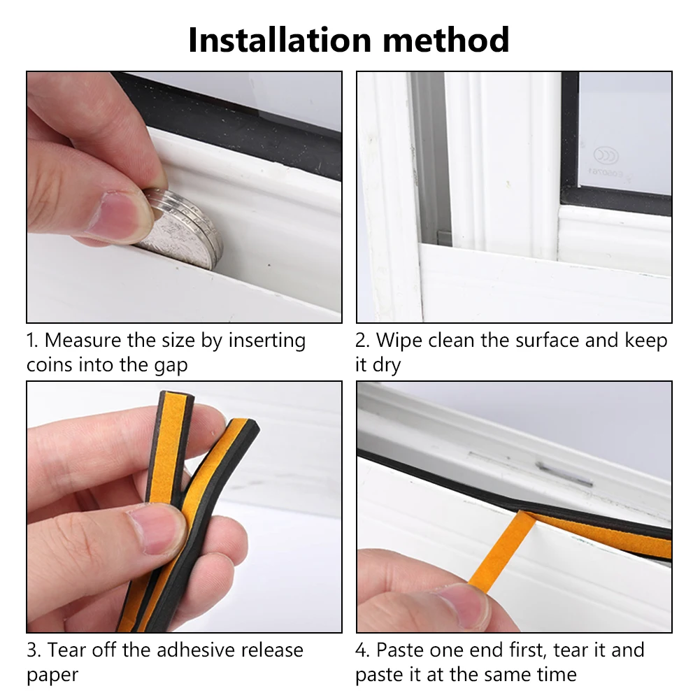5 meters EPDM self-adhesive door and window sealing strip glass anti-collision rubber foam sound insulation | Обустройство дома
