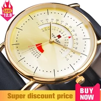 reward mens watches ultra thin gold quartz watch fashion week display simple wrist watch male black leather strap montre homme