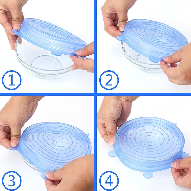 6pcs Reusable Silicon Stretch Lids Universal Lid Silicone Food Wrap bowl Pot Cap Cover Pan Lip Kitchen Accessories | Дом и сад