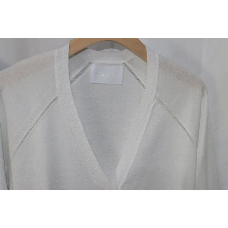 

Women Sweater 2021 Summer New V-neck Cardigan Solid Color Sunscreen Female Long-sleeved Shirt