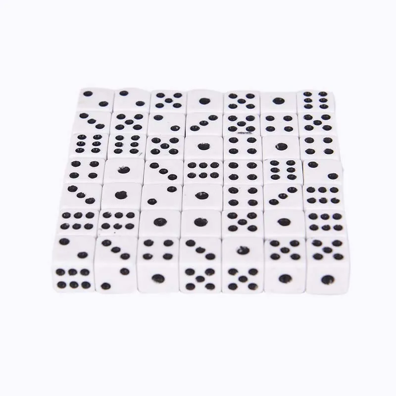 

50pcs 8mm Drinking Dice Acrylic White Hexahedron Dice Round Corner Club Party Table Playing Games Dice Set