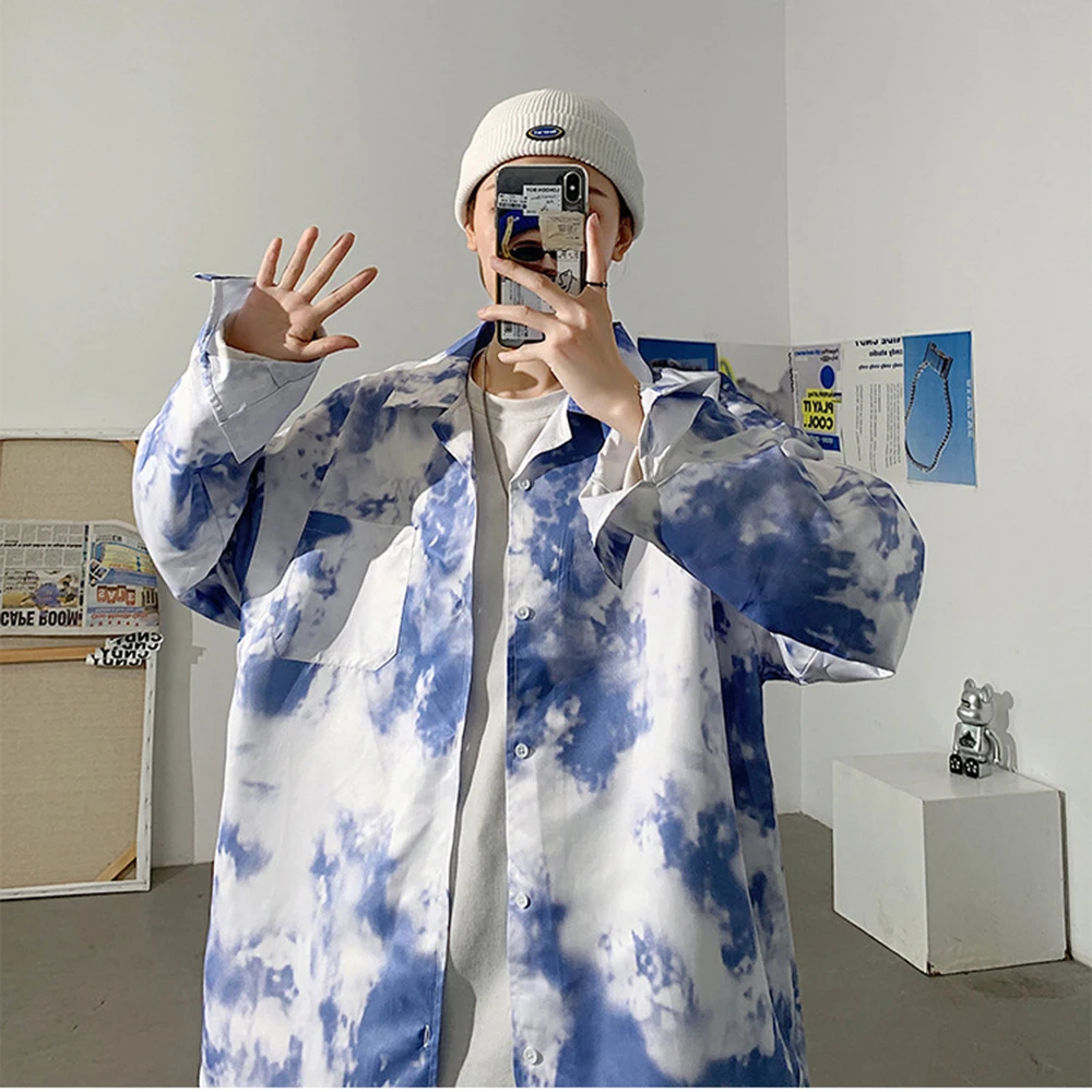 

2021streetwear Harajuku blouse couple shirt women men Clothing Blouses bf long shirts spring autumn turn-down collar casual Top