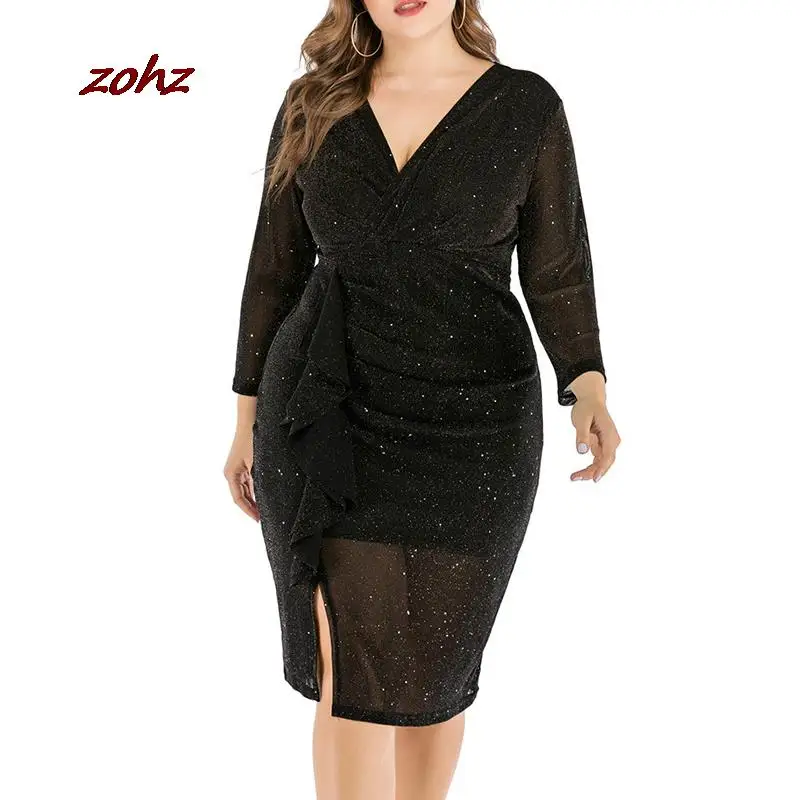 Женское Сетчатое платье-миди с глубоким V-образным вырезом и разрезом - купить по