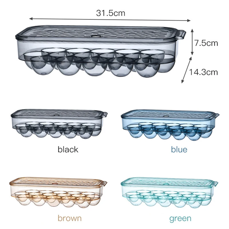 

1PC Egg Storage Box 16 Grids Egg Rack Plastic Food Preservation Box Transparent Refrigerator Organizer With Cover Kitchen Tools