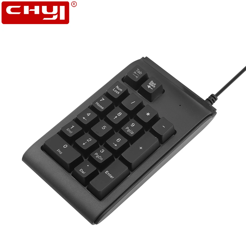 CHYI Проводная цифровая клавиатура USB 19 клавиш мини Numpad светодиодный с подсветкой