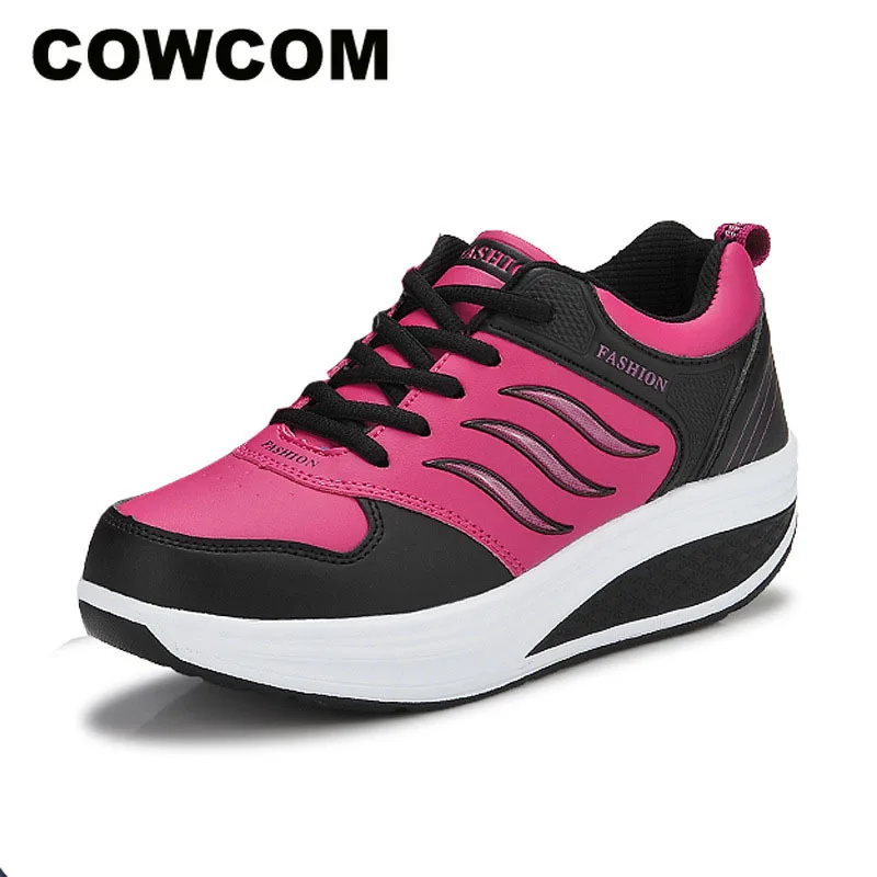 COWCOM/весенне осенняя кожаная женская спортивная обувь на толстой подошве Маффин