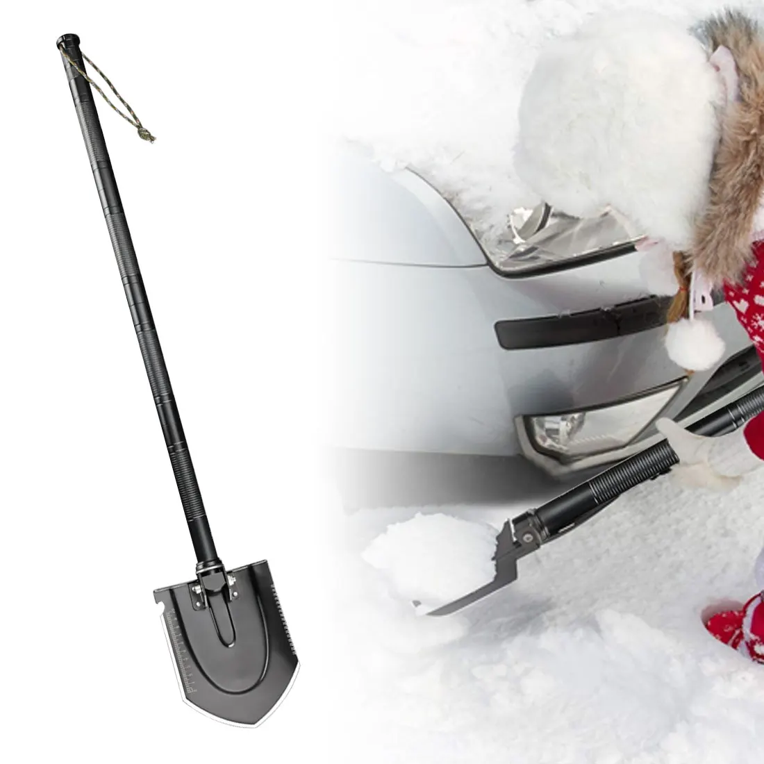 

Folding Multi-function Shovel Outdoor Garden Fishing Tools Wilderness Survival Equipment Emergency Multifunct Shovel With Bag