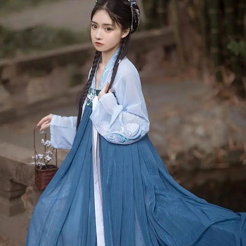 

Exquisite embroidered Hanfu women Chinese style clothing cardigan bust skirt costume stage performance Hanfu cospaly girl summer