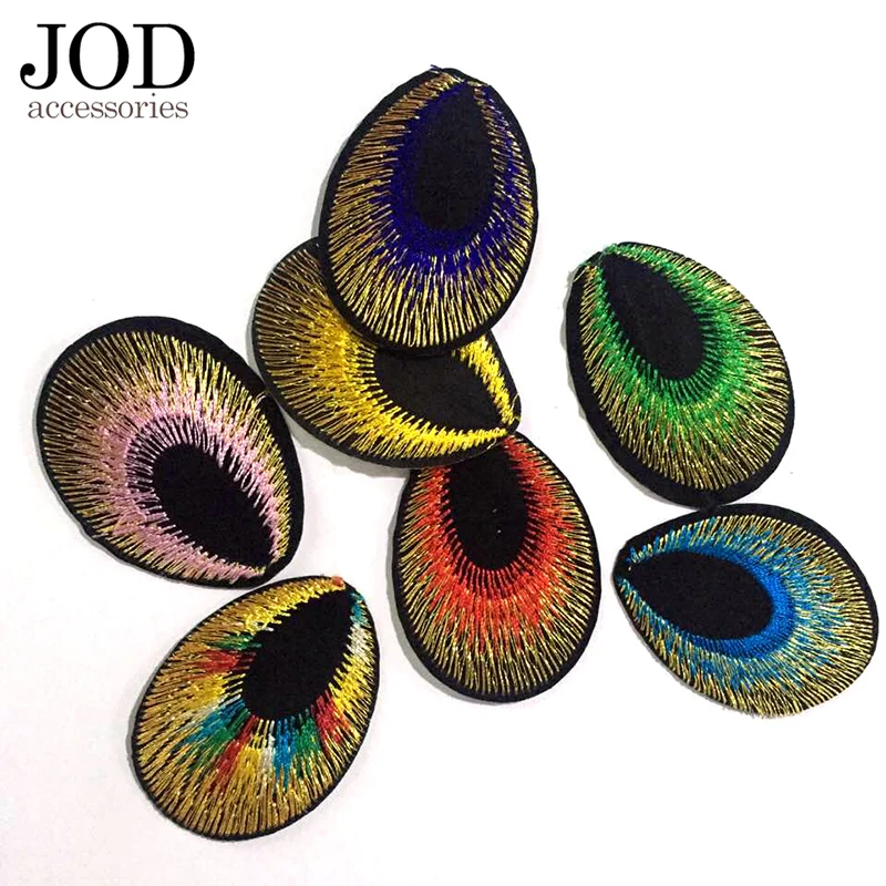 Цветные перья павлина вышитые нашивки с полосками для одежды значки Аппликации