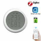 Датчик температуры и влажности Tuya ZigBee Smart Home, светодиодный экран, работает с Google Assistant и Tuya Zigbee Hub
