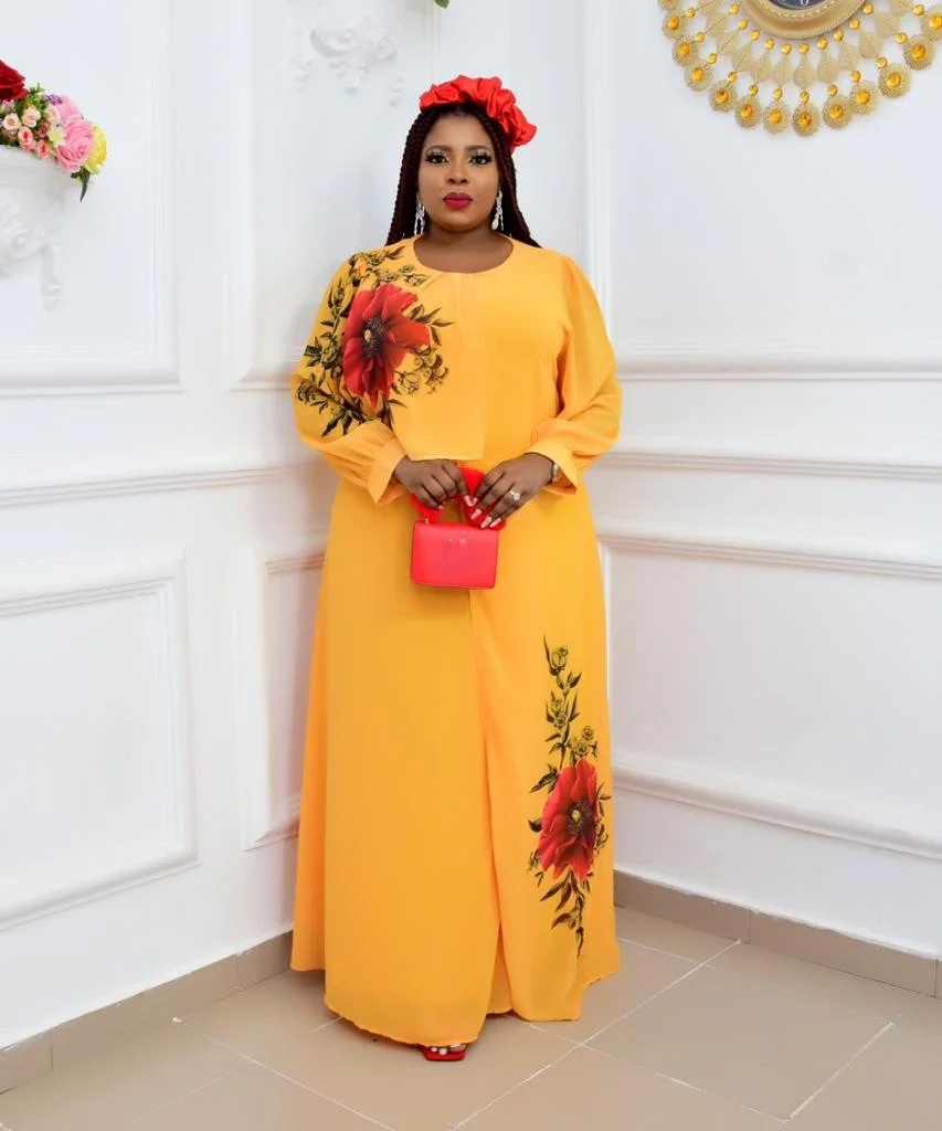 

Африканская одежда женское шифоновое Цветочное платье с длинным рукавом вышитые свободные платья макси Большие размеры халаты новые наряд...