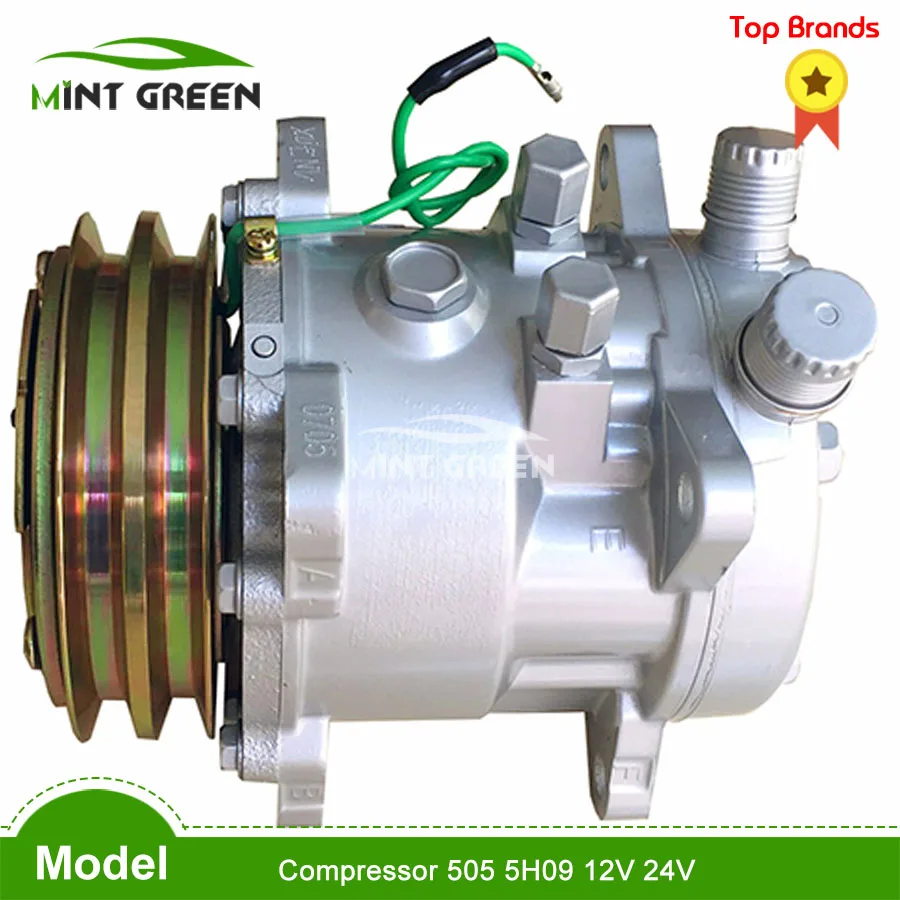 for air conditioner car compressor 505 5H09 12V 24V Belt Pulley Tractor Excavator Heavy Duty Truck Universal AC Compressor