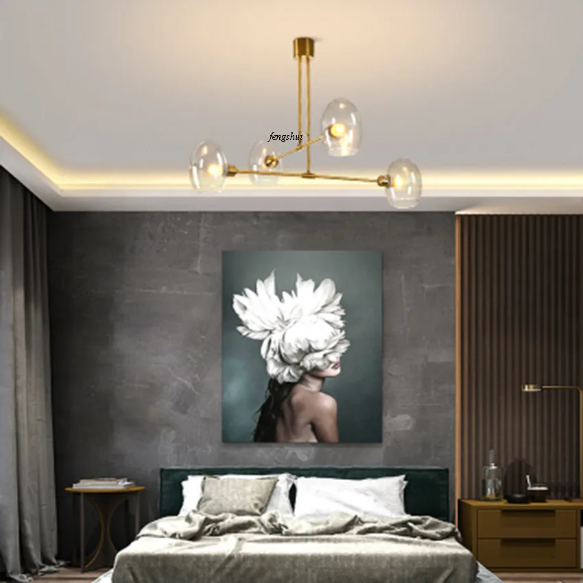 Скандинавская Ретро светодиодная стеклянная люстра комнатный светильник в