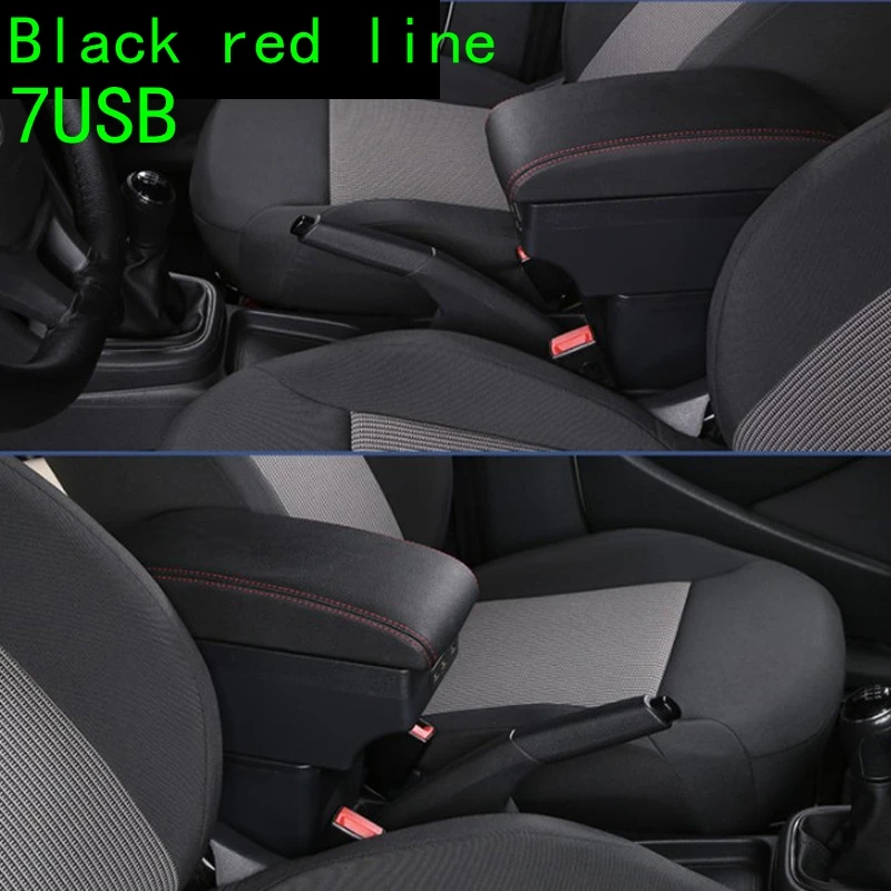 Black red line7usb Для Ford ECOSPORT подлокотник коробка ecosport автомобильные аксессуары заряжаемый удар-бесплатно USB до и после - Название цвета: Black red line7usb