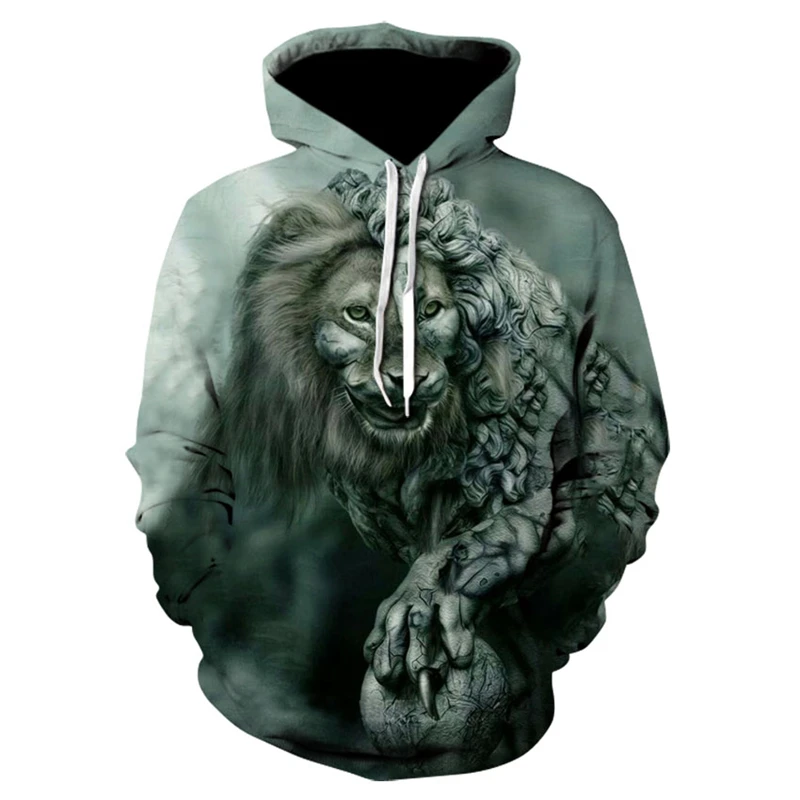 

Spring and Autumn Sweatshirt Harajuku Hoodie Men's Animal Lion Print Sweatshirt Graphic Casual Sweatshirt Fashion Men's Pullover