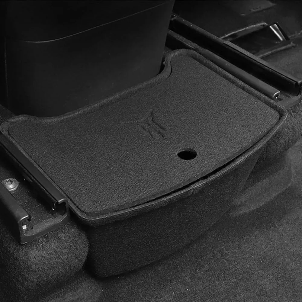 

Under Central Control Storage Box For Tesla Model Y 2021 Flocking Style Rear Seat Middle Storage Umbrella Box Trash Can Storage