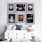 Космическая планета акварель детская настенная Картина на холсте астрономическая фотография с солнечной системой печать Картина декор для детской комнаты мальчика
