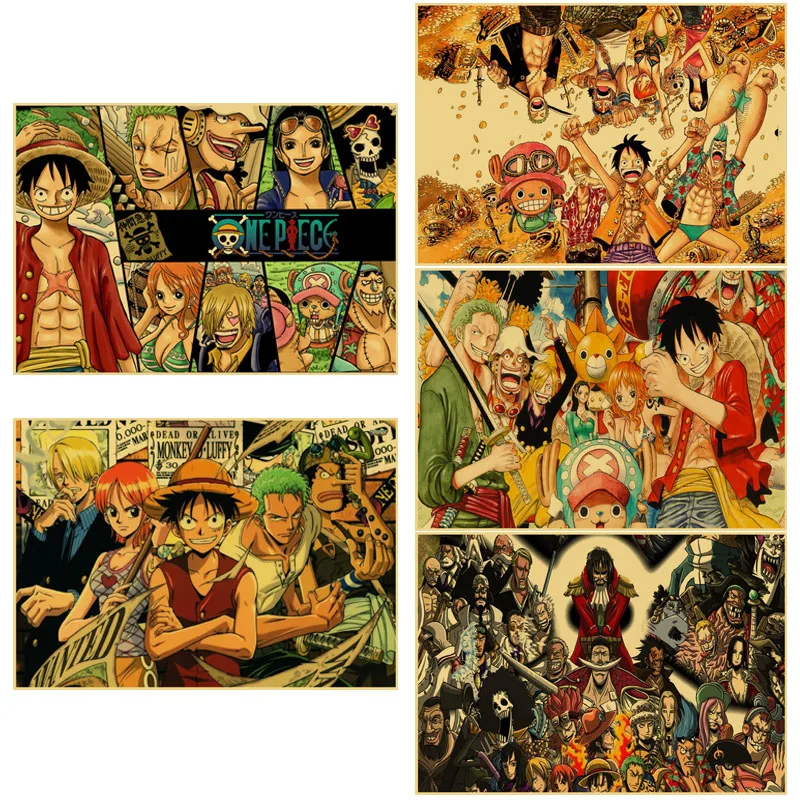 Коллекционный постер One Piece винтажные классические аниме постеры из крафт-бумаги
