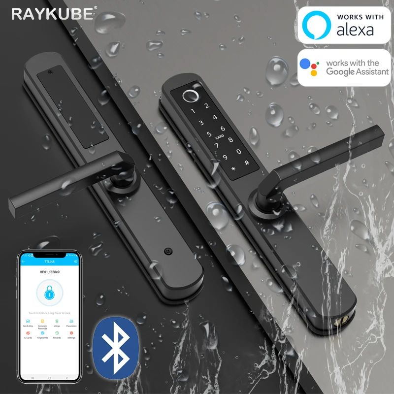 RAYKUBE водонепроницаемый TTlock телефон приложение отпечатков пальцев Дверной замок