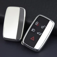 car key case cover fob for land range rover sport evoque velar discovery 4 5 lr4 jaguar xe xf xj f pace f type silver