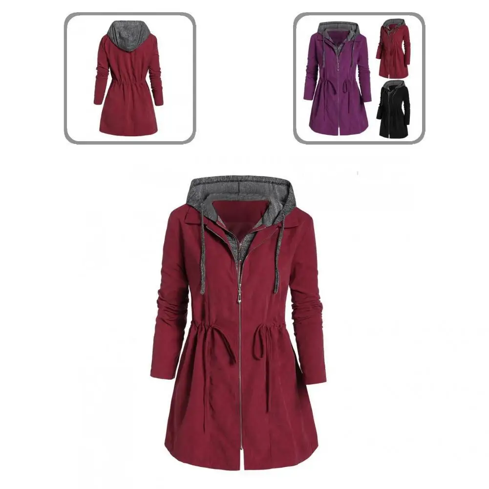 

All Match Stylish Skin-friendly Lady Coat Hooded Jacket Long for Dating