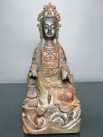 9chinese temple collection old bronze cinnabar lacquer free tara guanyin bodhisattva lotus terrace sitting buddha ornaments