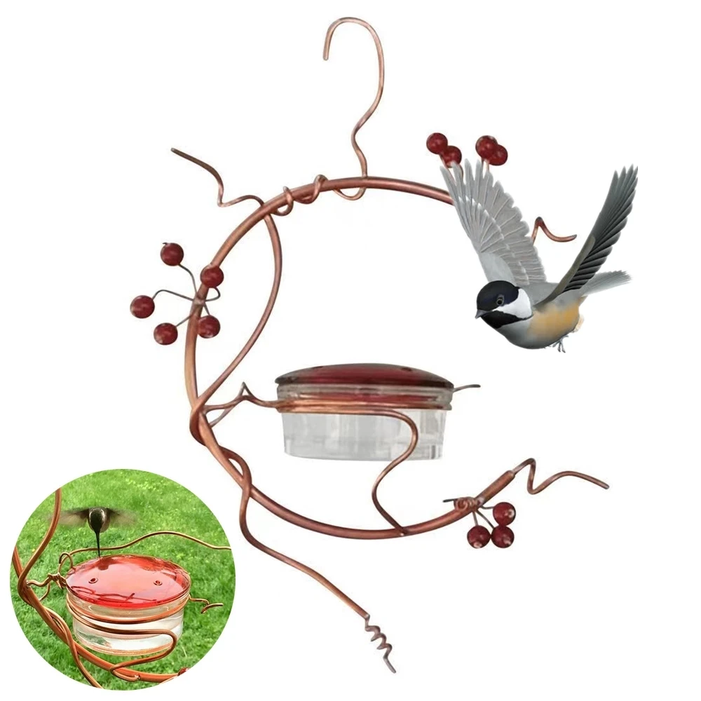 

Courtyard bird feeder,Red Berries Hummingbird Feeder Courtyard Outdoor Drinking Fountain Hand-blown Glass Hanging Feeder Tools