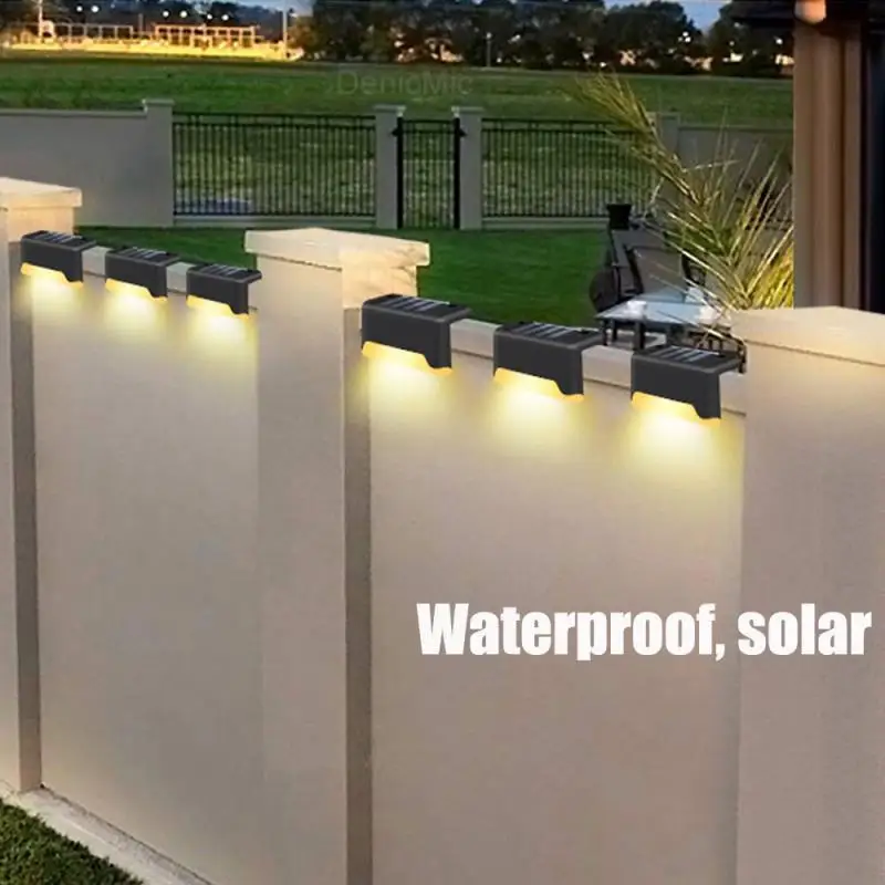 

8/4PCS LED Solar Stair Lamp Outdoor Waterproof Fence Light Garden Lights Pathway Yard Patio Steps Lamps Solar Night Light IP55