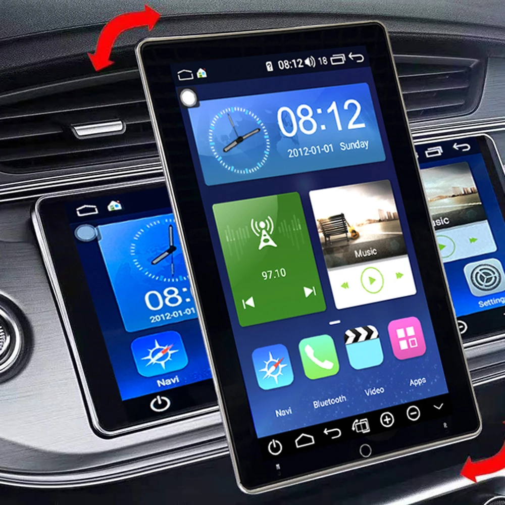 Универсальный Автомобильный мультимедийный плеер Android 10 1 8 ядер вращение стиль