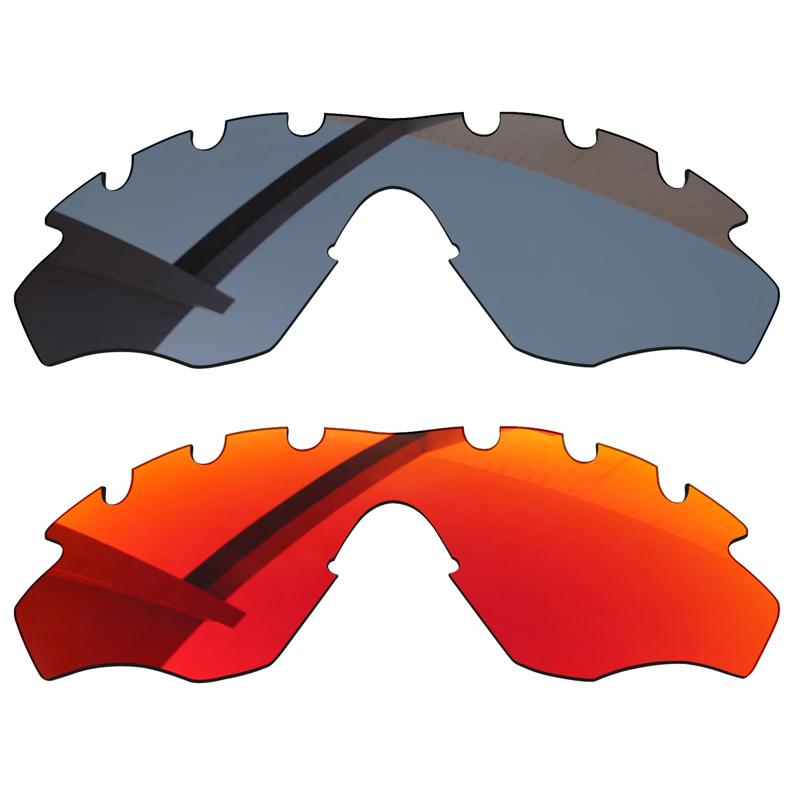 

Bsymbo 2 Pairs Agate Red & Sliver Grey Polarized Replacement Lenses for-Oakley M2 Frame Vented OO9212 Frame