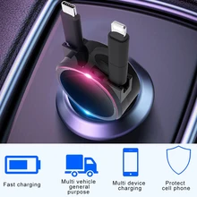 USB Charger Phone Accessories Fast Charging Portable Car Charging Adapter Retractable Micro-USB Lightning Type-C Charging Cable