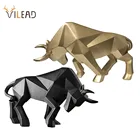Абстрактная статуя быка VILEAD, Геометрическая скульптура крупного рогатого скота, фигурки животных, современный Декор для дома, гостиной, офиса, настольного декора