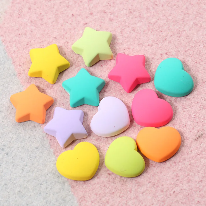 

10Pcs Colorful Mini Heart Star Flatback Resin Cabochon Scrapbooking Hair bow Center Embellishments DIY Accessories