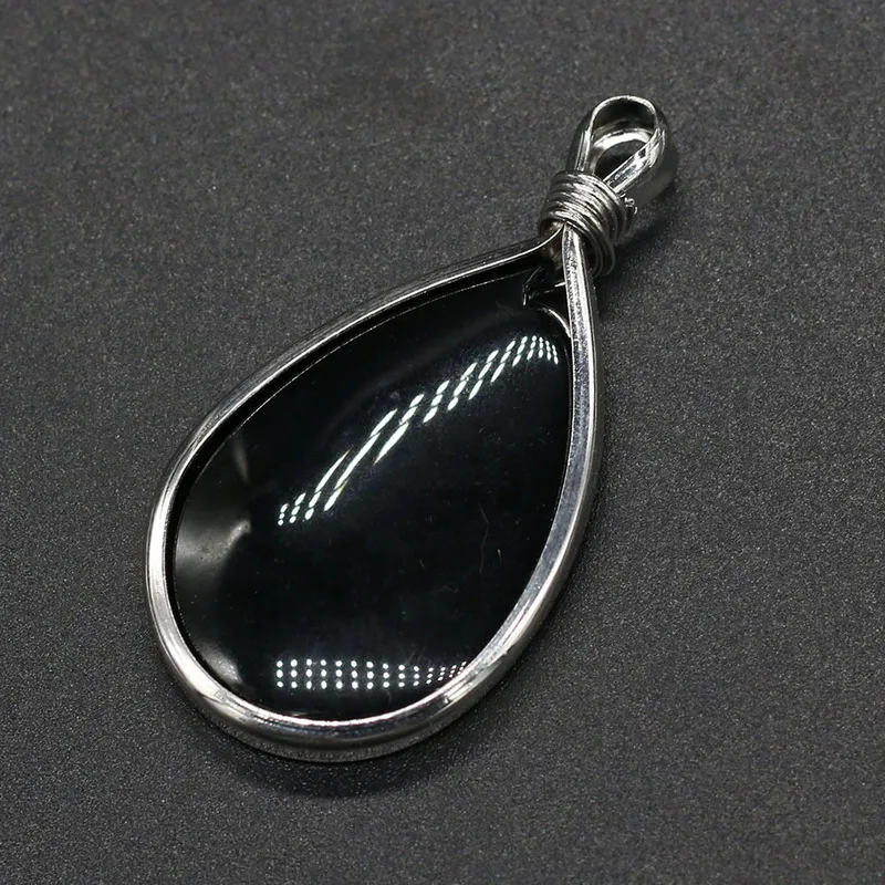 

New natural stone pendant drop-shaped Rose quartzs diamonds pendant necklace for DIY jewelry best birthday gift size 28x55mm