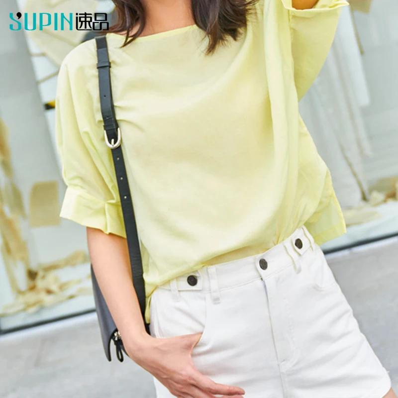 SUPIN женская футболка с коротким рукавом однотонная винтажная простая