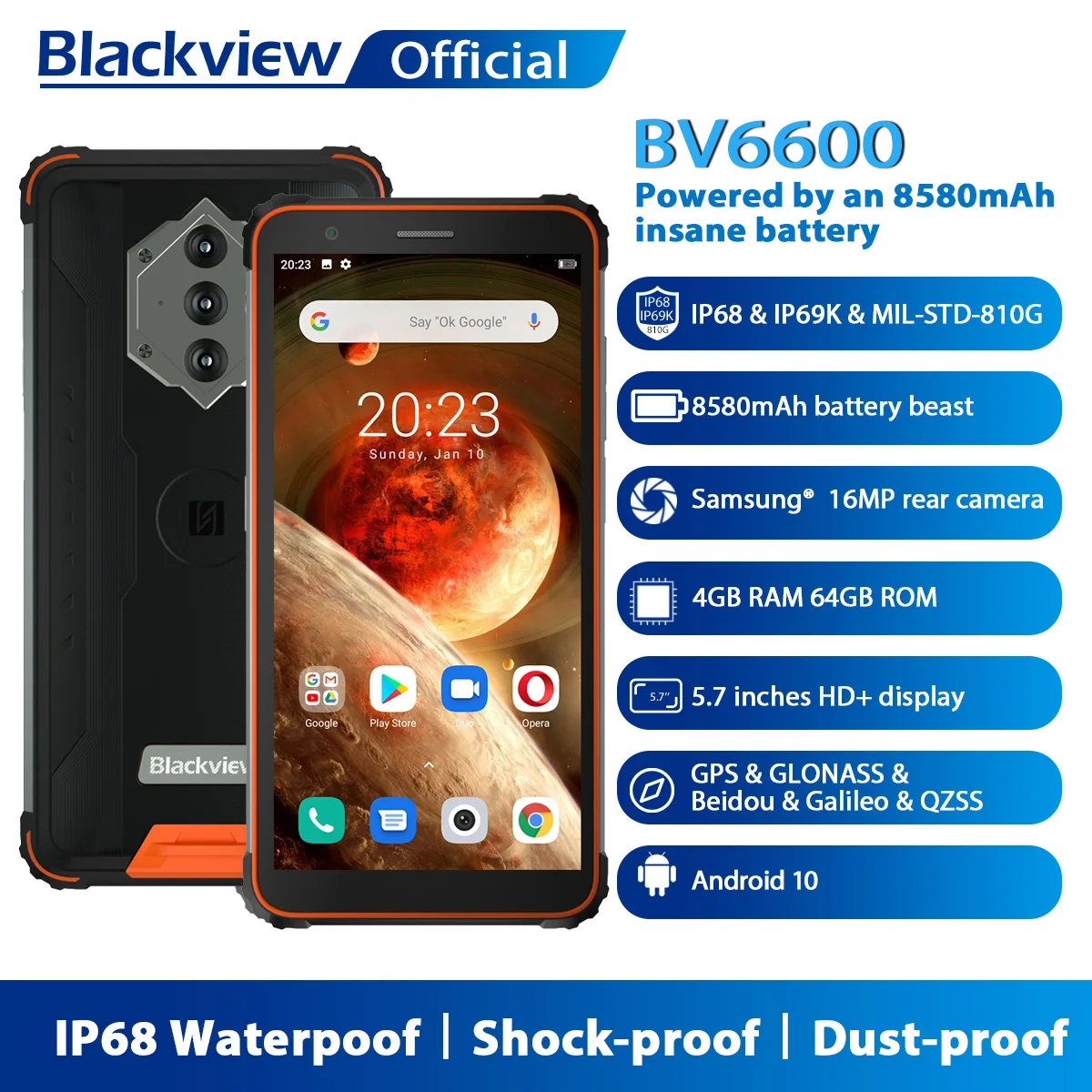 Blackview BV6600 IP68 Водонепроницаемый 8580 мА/ч прочный смартфон противоударные телефоны 4