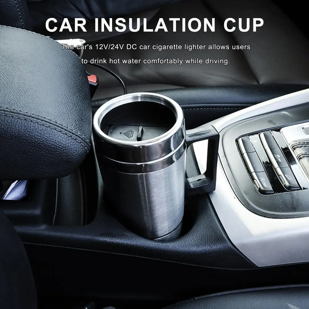 

12V24V Car Vacuum Flask Electric Car Kettle Safe Removable Travel USB Heating Cup Car Heating Water Cup withSstainless Steel
