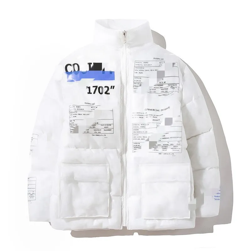 

Men's Parka Coat High Quality Thick Warm Outwear White And Black Plus Size Fashion Style Men Streetwear Down Jacket Print Label